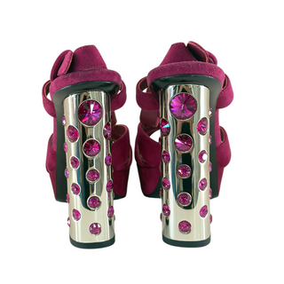 Prada Pink Suede Crystal Embellished Platform Sandals