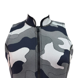 Christian Dior Dark Grey Zip-Front Camouflage Mini Dress