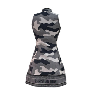 Christian Dior Dark Grey Zip-Front Camouflage Mini Dress