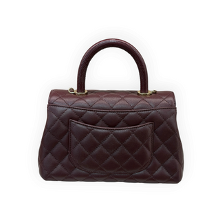 Chanel Burgundy Coco Handle Small Quilted Leather Top Handle Bag