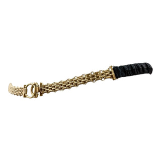 Chanel CC Multi-Chain Belt with Ruched Leather Panel in Black & Gold-Plated