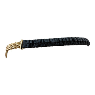 Chanel CC Multi-Chain Belt with Ruched Leather Panel in Black & Gold-Plated