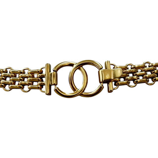 Chanel CC Multi-Chain Belt with Ruched Leather Panel in Black & Gold-Plated