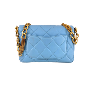 Chanel Mini Flap Bag Blue Quilted Lambskin Gold-Tone Hardware