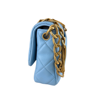 Chanel Mini Flap Bag Blue Quilted Lambskin Gold-Tone Hardware