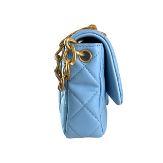 Chanel Mini Flap Bag Blue Quilted Lambskin Gold-Tone Hardware