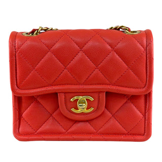 Chanel Red Mini Caviar Classic Flap Crossbody Bag