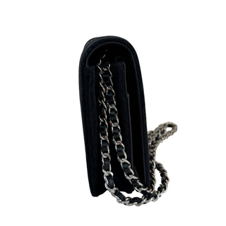 Chanel Mirror Mosaic Velvet Flap Bag Black Silver