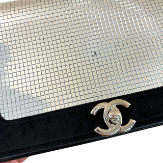 Chanel Mirror Mosaic Velvet Flap Bag Black Silver