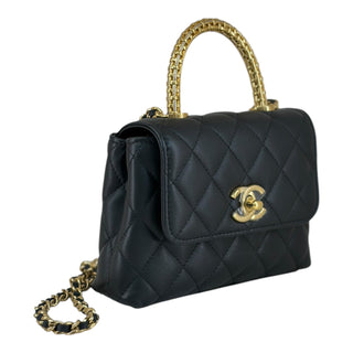 Chanel Black Quilted Coco Handle Leather Crossbody Bag