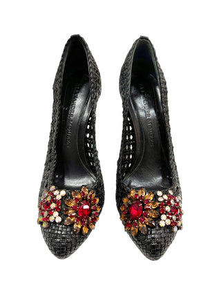 Alexander McQueen Black Pumps with Crystals Embellishments