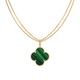 Van Cleef & Arpels 18K Yellow Gold 1 Motif Magic Alhambra Malachite Necklace