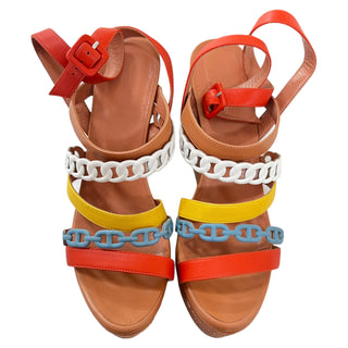 Hermès Wedges Amalfi Strappy Multicolour Wedges