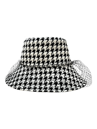 Christian Dior Black & White Montaigne Large Brim Bucket Hat With Veil
