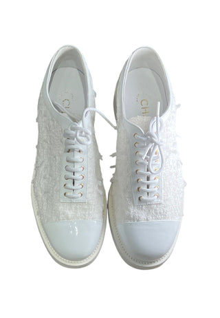 Chanel White Lace Heritage Sneakers
