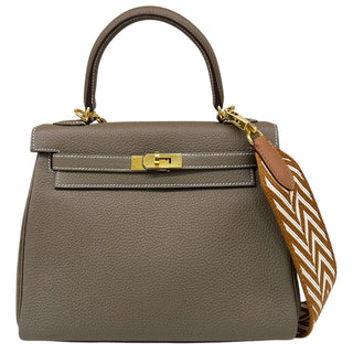 Hermès Etoupe Kelly 25 Retourne Togo Leather In GHW