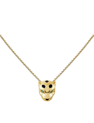 Cartier 18K Yellow Gold Tsavorite Garnet &  Onyx Panthere De Cartier Necklace