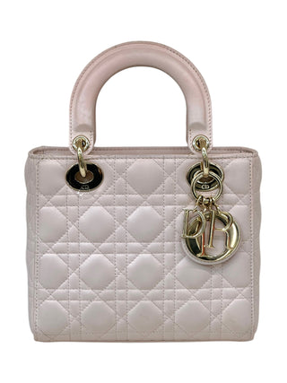 Christian Dior Baby Pink Lambskin Cannage Small Lady Dior Bag