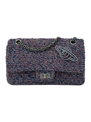 Chanel Blue Multicoloured 2.55 Reissue Tweed Quilted Double Flap Bag