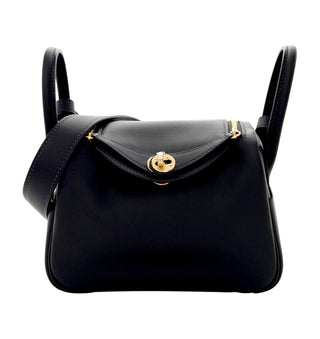 Hermès Mini Lindy 20 Noir Swift Leather With GHW