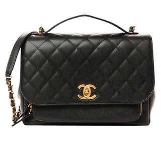 Chanel Black Quilted Large Business Affinity Flap Bag With GHW