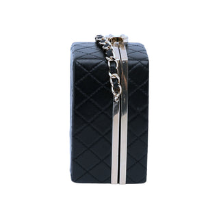 Chanel Black Quilted Lambskin & Mirrored Plexiglass Cube Vanity Bag PHW