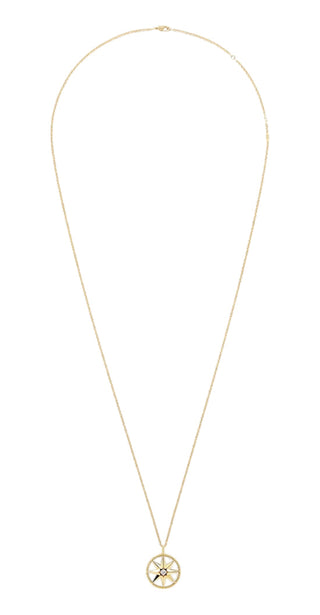 Christian Dior Yellow Gold Diamond & Mother Of Pearl Large Rose Des Vents Medallion Necklace