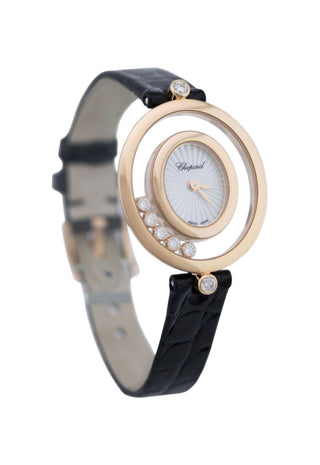 Chopard Happy 5 Diamonds Icons 18ct Rose Gold Quartz Watch With Black Croc Strap