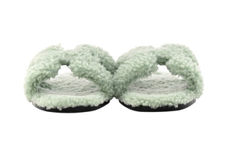 Hermes Vert D'eau Wool-skin Oran Sandals