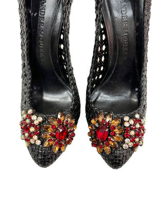 Alexander McQueen Black Pumps with Crystals Embellishments