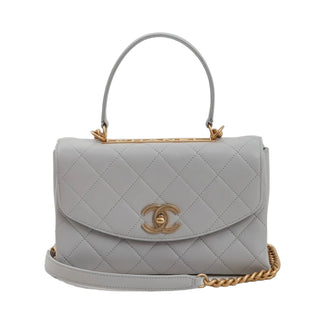 Chanel Grey Lambskin Leather Ghw Treddy CC Trendy Bag