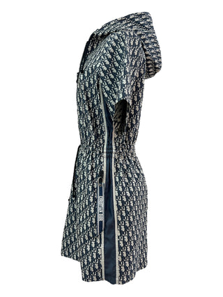 Christian Dior Navy Blue Oblique Jacquard Hooded Mini Dress