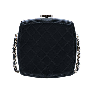 Chanel Black Quilted Lambskin & Mirrored Plexiglass Cube Vanity Bag PHW