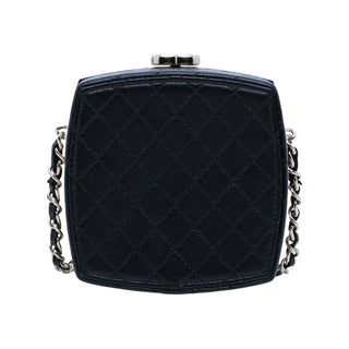 Chanel Black Quilted Lambskin & Mirrored Plexiglass Cube Vanity Bag PHW