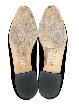 Chanel Black Tie Velvet Ribbon Pointed Flats
