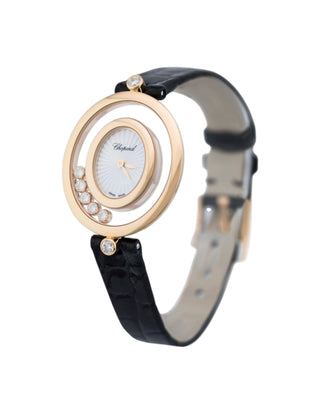 Chopard Happy 5 Diamonds Icons 18ct Rose Gold Quartz Watch With Black Croc Strap