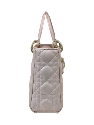 Christian Dior Baby Pink Lambskin Cannage Small Lady Dior Bag