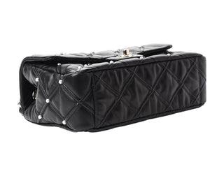 Chanel Black Lambskin Quilted Pearl Studded Flap Bag With GHW