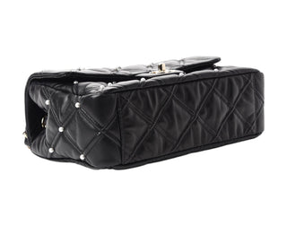 Chanel Black Lambskin Quilted Pearl Studded Flap Bag With GHW