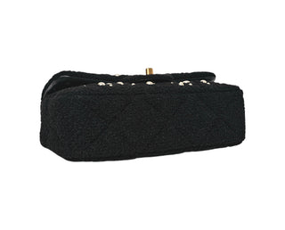 Chanel Black Tweed Pearl Small Cosmos Flap Bag