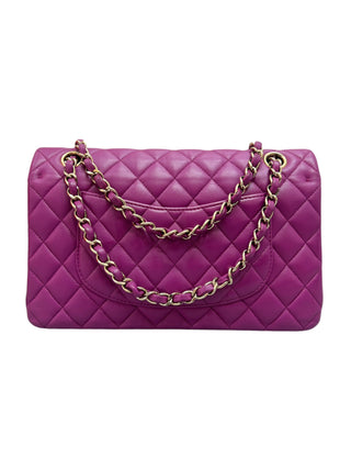 Chanel Purple Lambskin Medium Classic Double Flap Bag With GHW