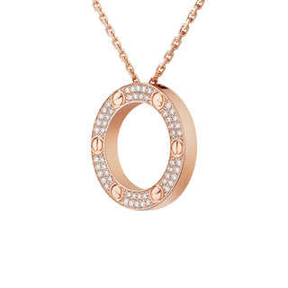 Cartier 18ct Rose Gold Love Diamond Paved Necklace