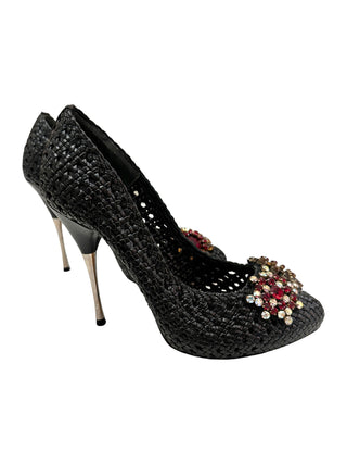 Alexander McQueen Black Pumps with Crystals Embellishments