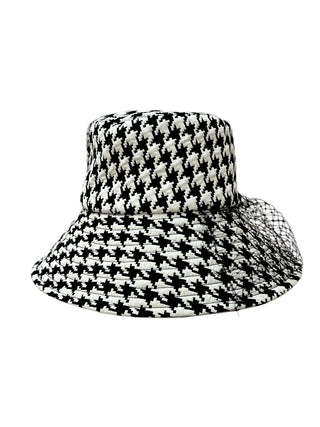Christian Dior Black & White Montaigne Large Brim Bucket Hat With Veil