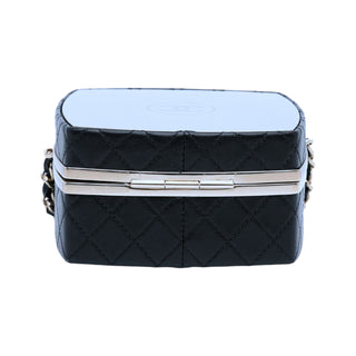 Chanel Black Quilted Lambskin & Mirrored Plexiglass Cube Vanity Bag PHW