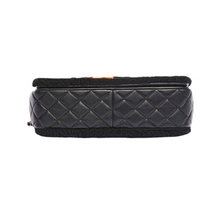 Chanel 100% CC Jumbo Classic Flap Bag in Black Shearling & Quilted Lambskin