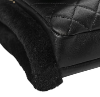 Chanel Black Lambskin Shearling CC Muff Flap Bag