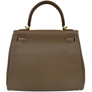 Hermès Etoupe Kelly 25 Retourne Togo Leather In GHW