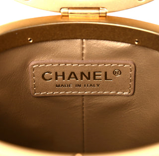 Chanel Crown Box Vanity Shoulder Bag In Black Quilted Lambskin With Gold Hardware