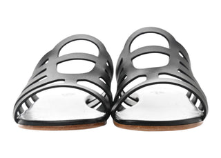 Hermes Black Calfskin Camelia Sandals